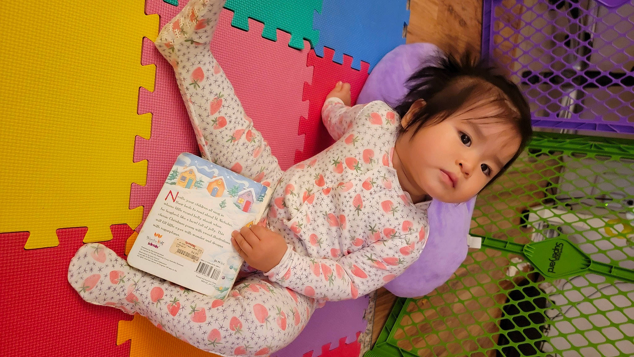 Violette joined the competition — help win amazing prizes! baby, baby_toddler_clothing, baby_toys, beauty, child, fun, happy, leisure, magenta, pattern, person, pink, play, product, room, sitting, skin, sock, textile, toddler