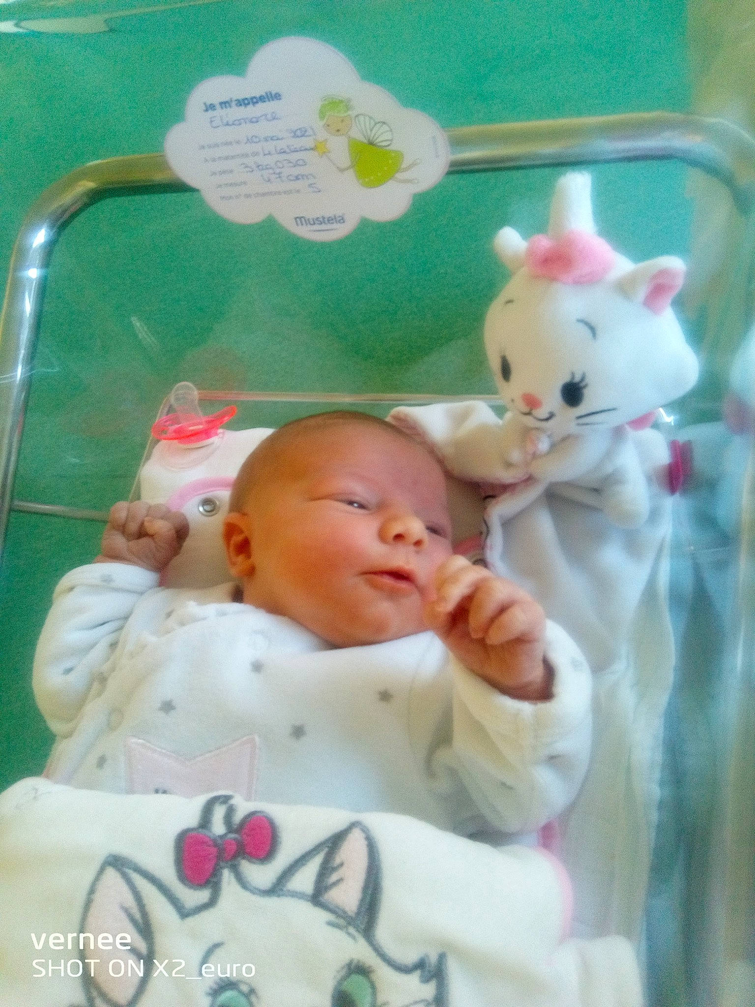 Éléonore a rejoint le concours — aidez-le/la à gagner de superbes lots ! baby, baby_products, baby_safety, baby_sleeping, baby_toddler_clothing, bed, bedding, bedtime, child, comfort, infant_bed, linens, person, pink, room, skin, stuffed_toy, teddy_bear, textile, toddler