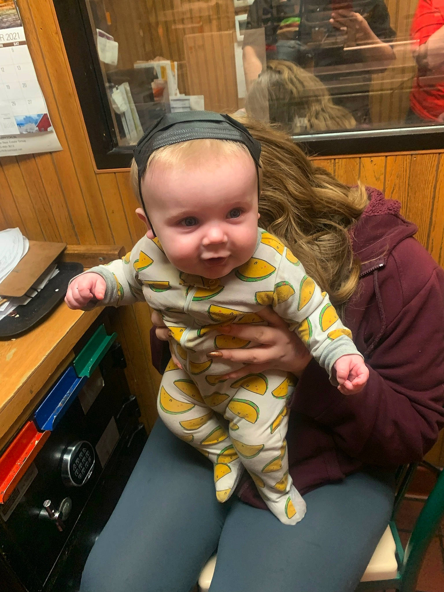 Kingston is registered to the contest to win money with this photo: baby, baby_toddler_clothing, chair, child, comfort, costume, flooring, fun, fur, holiday, lap, mammal, person, room, sitting, smile, standing, t_shirt, thumb, toddler