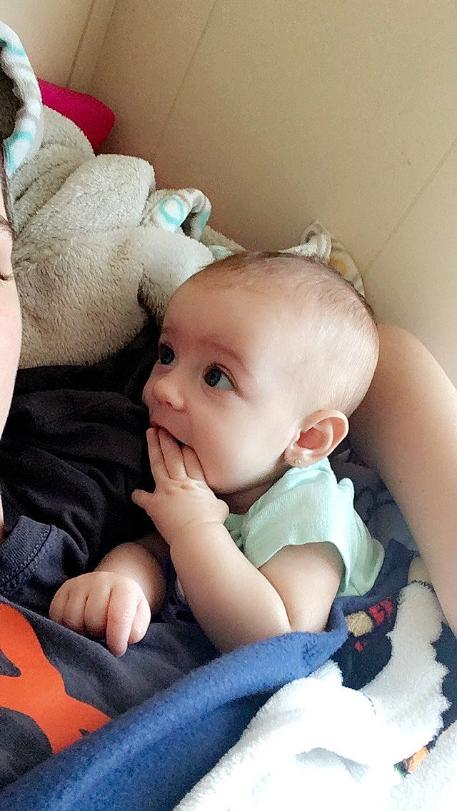 Karrigan is registered to the contest to win money with this photo: baby, baby_products, cheek, child, finger, head, mouth, nose, person, product, skin, toddler
