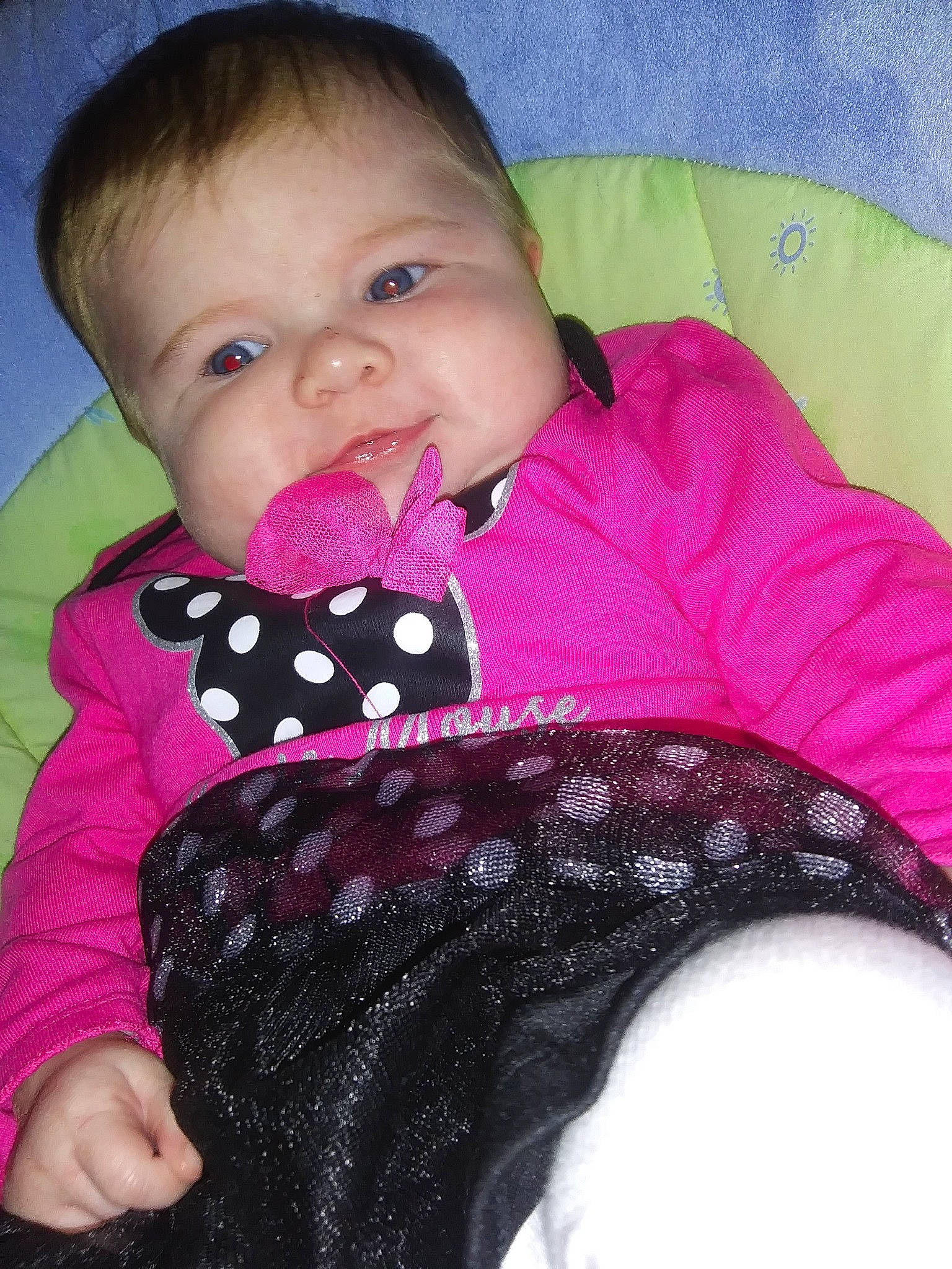 Makayla is registered to the contest to win money with this photo: baby, baby_toddler_clothing, cheek, child, lip, mouth, neck, nose, person, pink, plant, play, product, purple, skin, smile, toddler, tongue