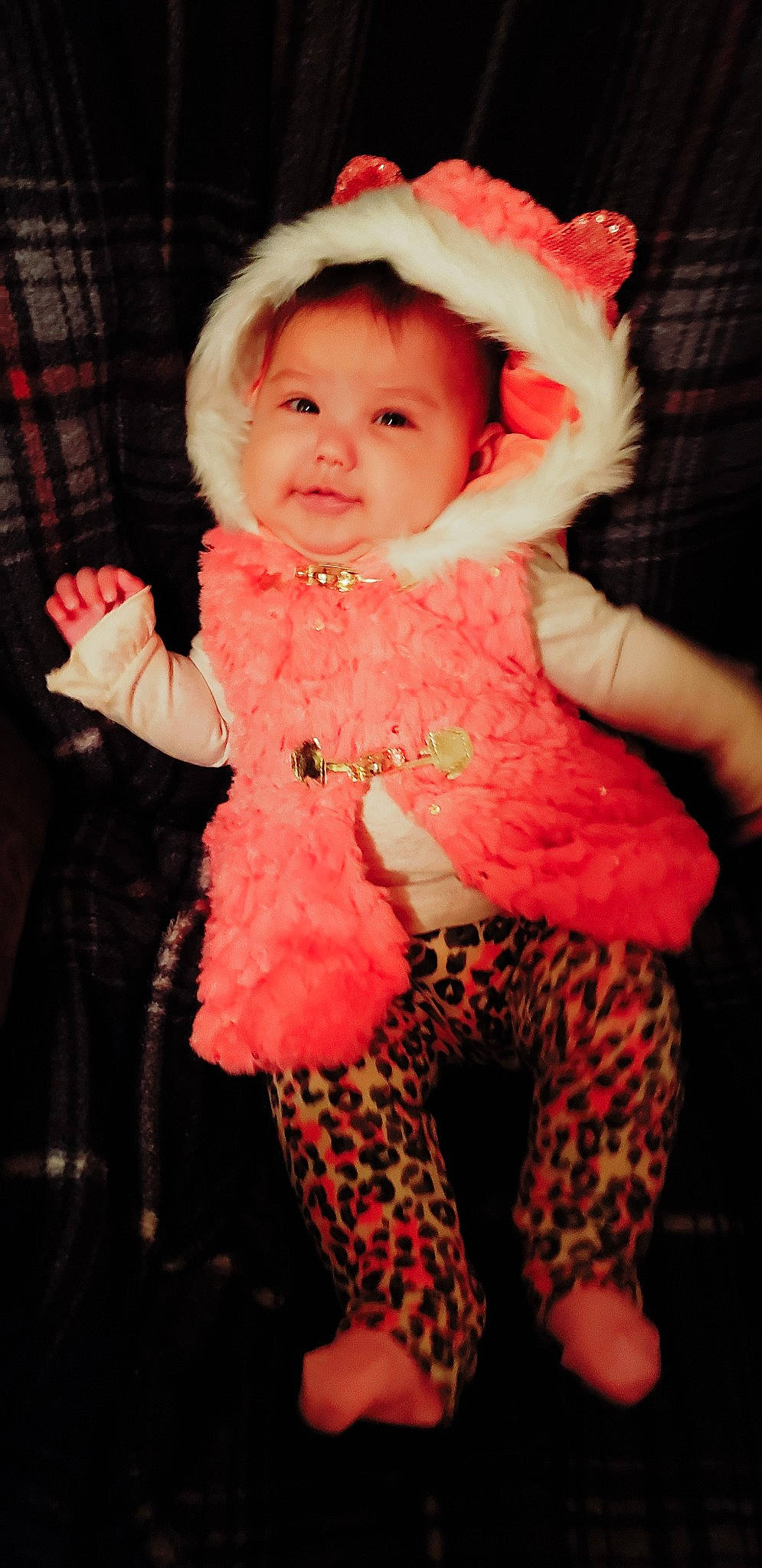 Patricia is registered to the contest to win money with this photo: child, costume, fun, girl, happiness, infant, person, pink, red, skin, smile, textile, toddler