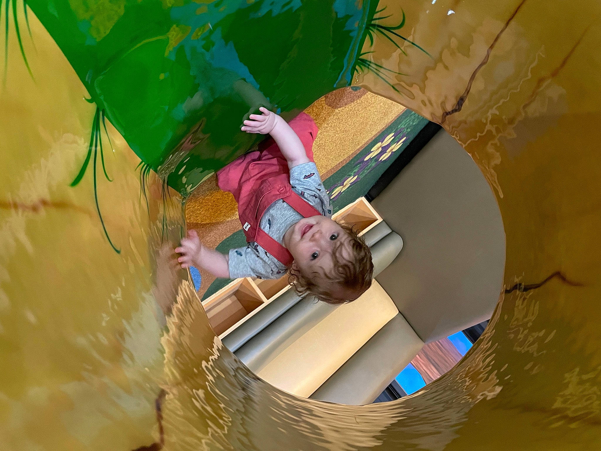 Kash is registered to the contest to win money with this photo: child, circle, fun, happy, joy, leisure, people_in_nature, person, plant, play, recreation, smile, t_shirt, toddler, umbrella, vacation, visual_arts, wood