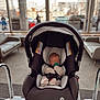 Waylon is registered to the contest to win money with this photo: baby, infant, newborn, car_seat, pacifier, baby_carrier, sleeping, lobby, waiting_area, window, blurred_background, seat, sofa, indoor, portrait, soft_lighting, cute, travel_cart, parenting, carriage