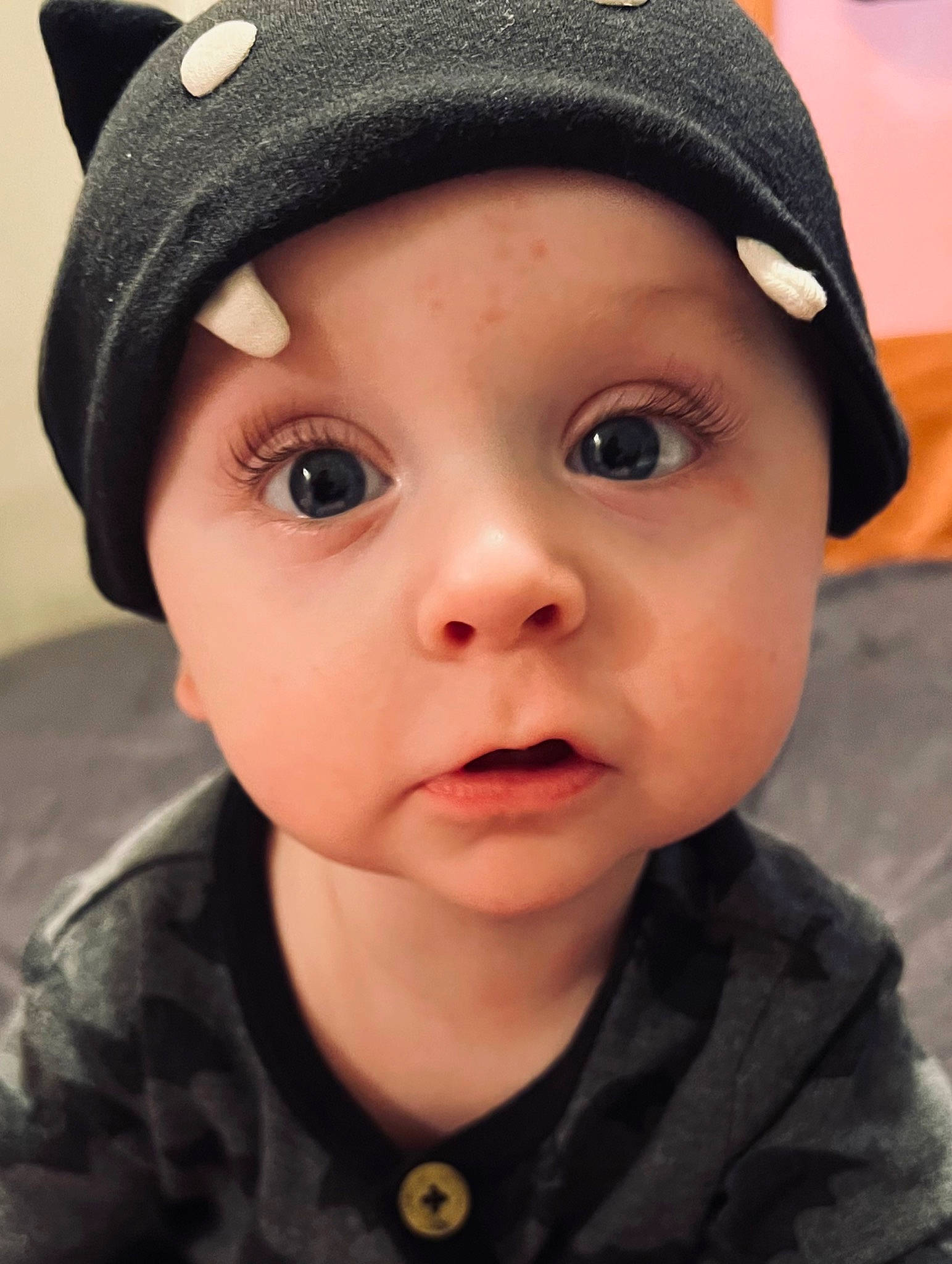 Gatlin is registered to the contest to win money with this photo: baby, cap, cheek, child, cool, eye, eyebrow, eyelash, fashion_accessory, flash_photography, hat, head, headgear, headwear, lip, nose, outerwear, person, photograph, skin
