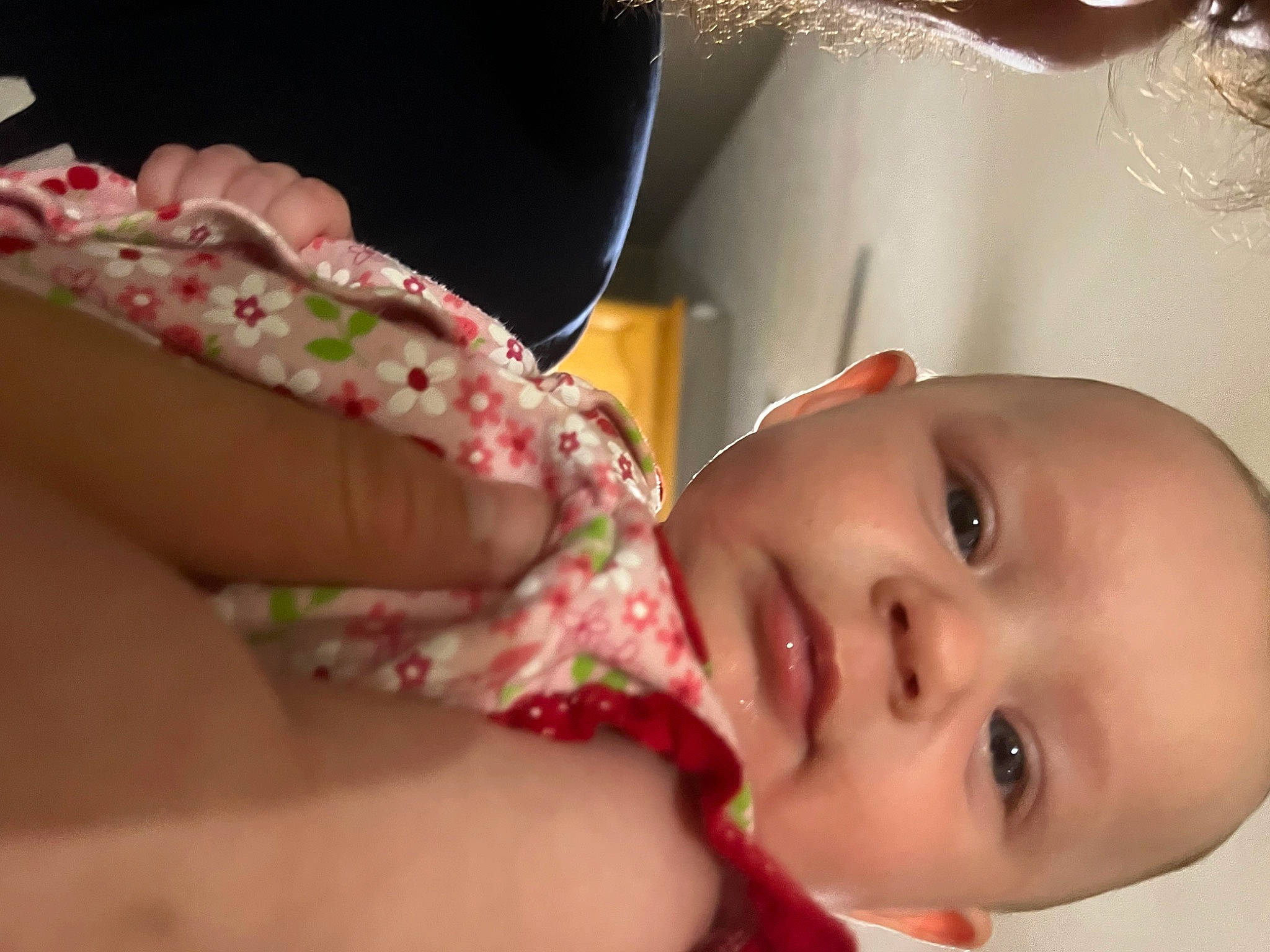 Marilyn is registered to the contest to win money with this photo: baby, baby_products, baby_toddler_clothing, bathing, beauty, cheek, child, close_up, eyelash, face, finger, happy, lip, mouth, nail, nose, person, pink, skin, smile