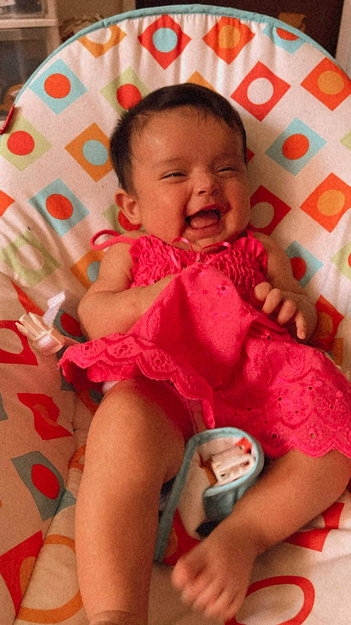 Kailey joined the competition — help win amazing prizes! baby_toddler_clothing, cheek, chin, comfort, face, facial_expression, finger, hairstyle, hand, head, human, leg, lip, mouth, neck, organ, person, pink, skin, sleeve