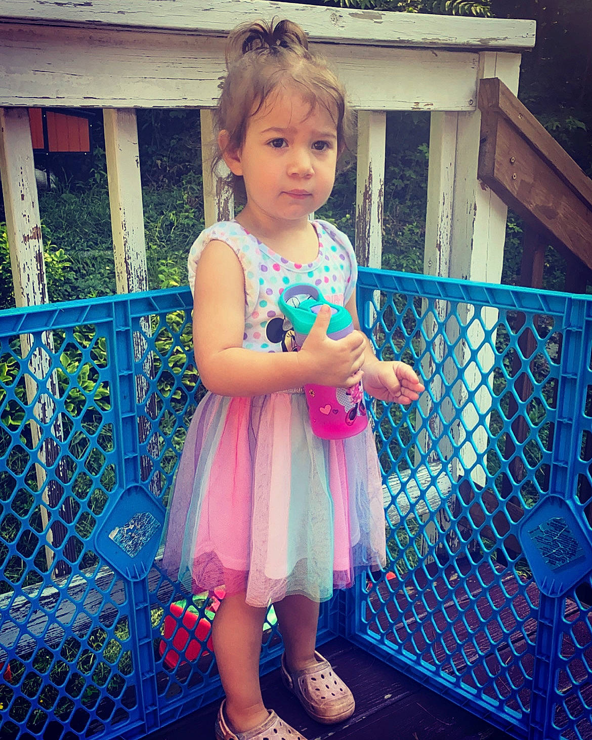 Delilah joined the competition — help win amazing prizes! azure, baby_toddler_clothing, blue, cool, daytime, eye, facial_expression, hair, hairstyle, happy, leisure, mammal, morning, person, pink, product, shoulder, standing, street_fashion, style