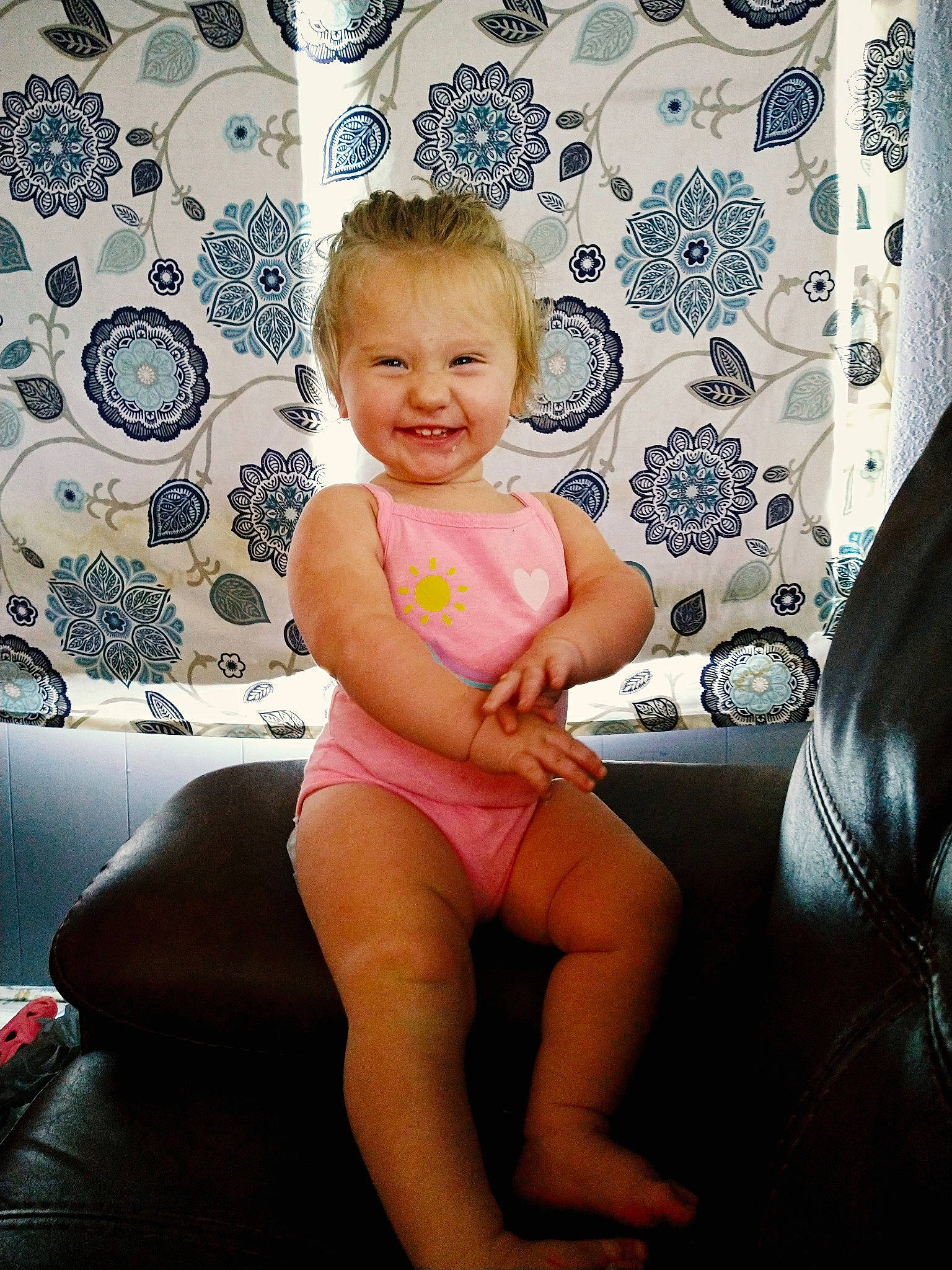 Athena joined the competition — help win amazing prizes! arm, baby, baby_toddler_clothing, comfort, facial_expression, finger, fun, happy, joint, joy, knee, leg, magenta, person, pink, shoulder, skin, smile, thigh, thumb