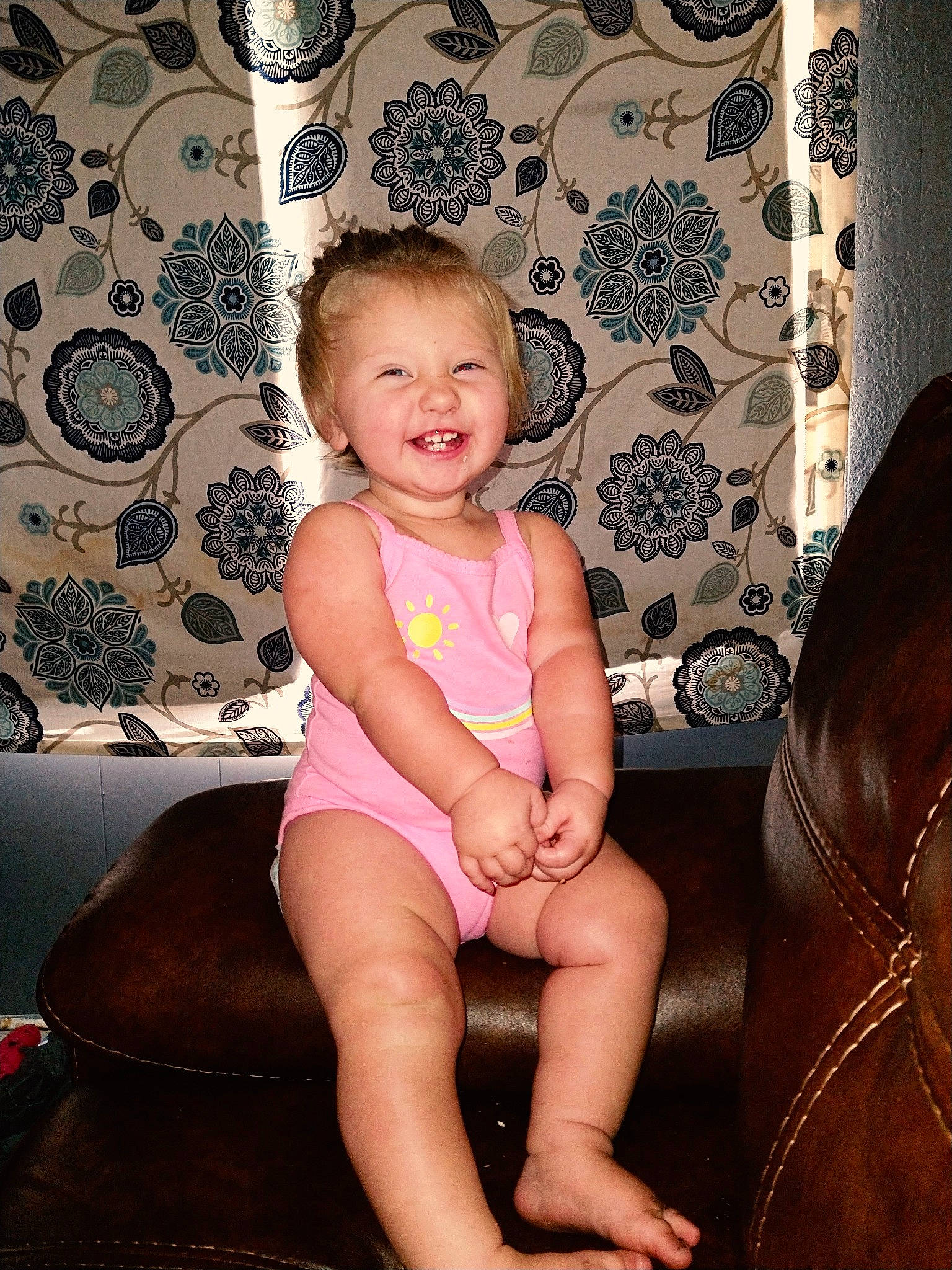 Athena joined the competition — help win amazing prizes! arm, baby_toddler_clothing, cheek, comfort, fashion, finger, flash_photography, hairstyle, happy, human_body, iris, knee, leg, mouth, person, pink, shorts, skin, smile, textile