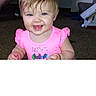 baby, batman_logo, blue_eyes, carpet, casual, chair, child, cute, furniture, happy, human, indoor, living_room, person, pink_shirt, portrait, smiling, toddler, wet_hair, young_child