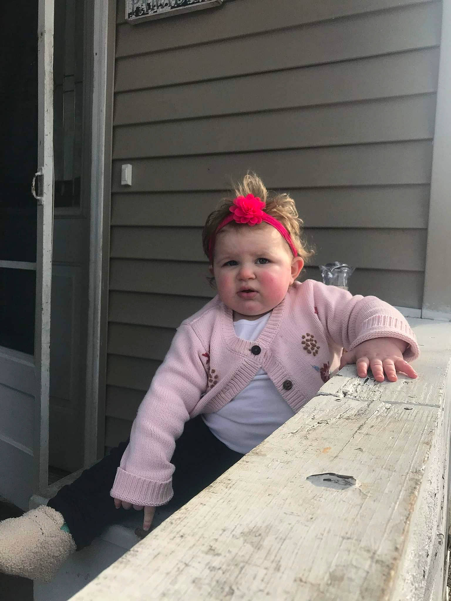 Maggie joined the competition — help win amazing prizes! baby, baby_toddler_clothing, child, concrete, costume, flooring, fun, grass, hardwood, headgear, headwear, leisure, pattern, person, play, plywood, sitting, soil, table, toddler