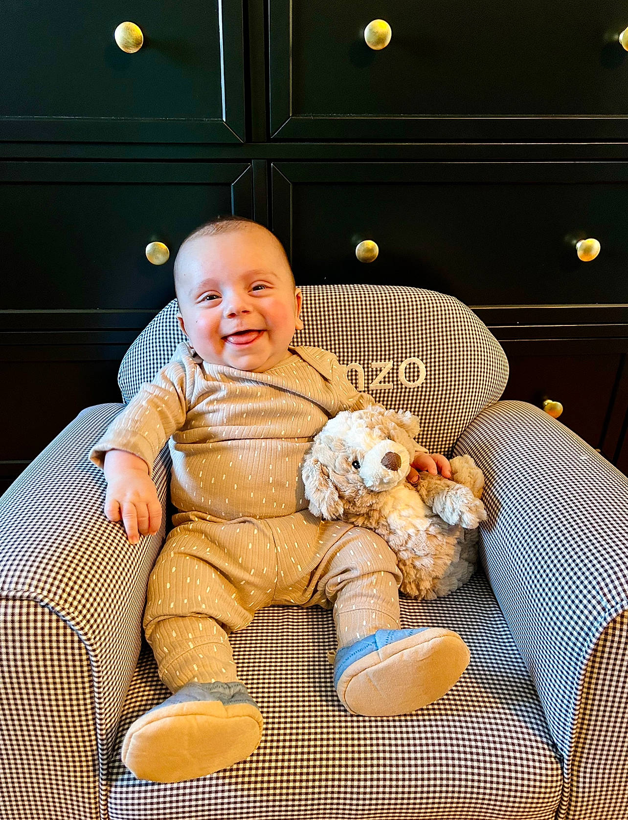 Lorenzo joined the competition — help win amazing prizes! baby, ball, baseball, baseballball, chair, clothing, couch, face, footwear, furniture, happy, head, person, photography, portrait, shoe, sitting, sport, teddybear, toy