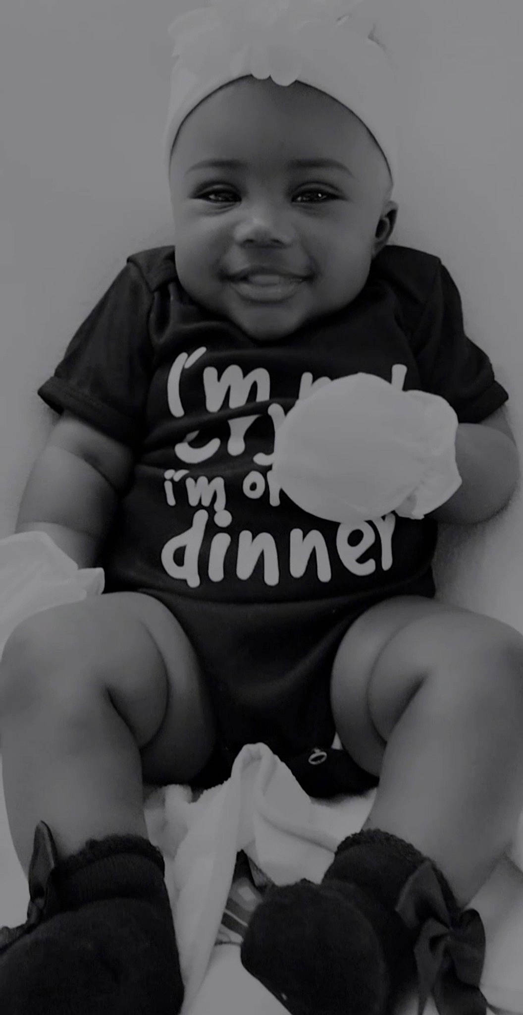 Klaire Rose is registered to the contest to win money with this photo: arm, baby_toddler_clothing, black, black_and_white, cheek, comfort, eye, face, hand, head, human, joy, leg, muscle, neck, person, photograph, skin, sleeve, smile