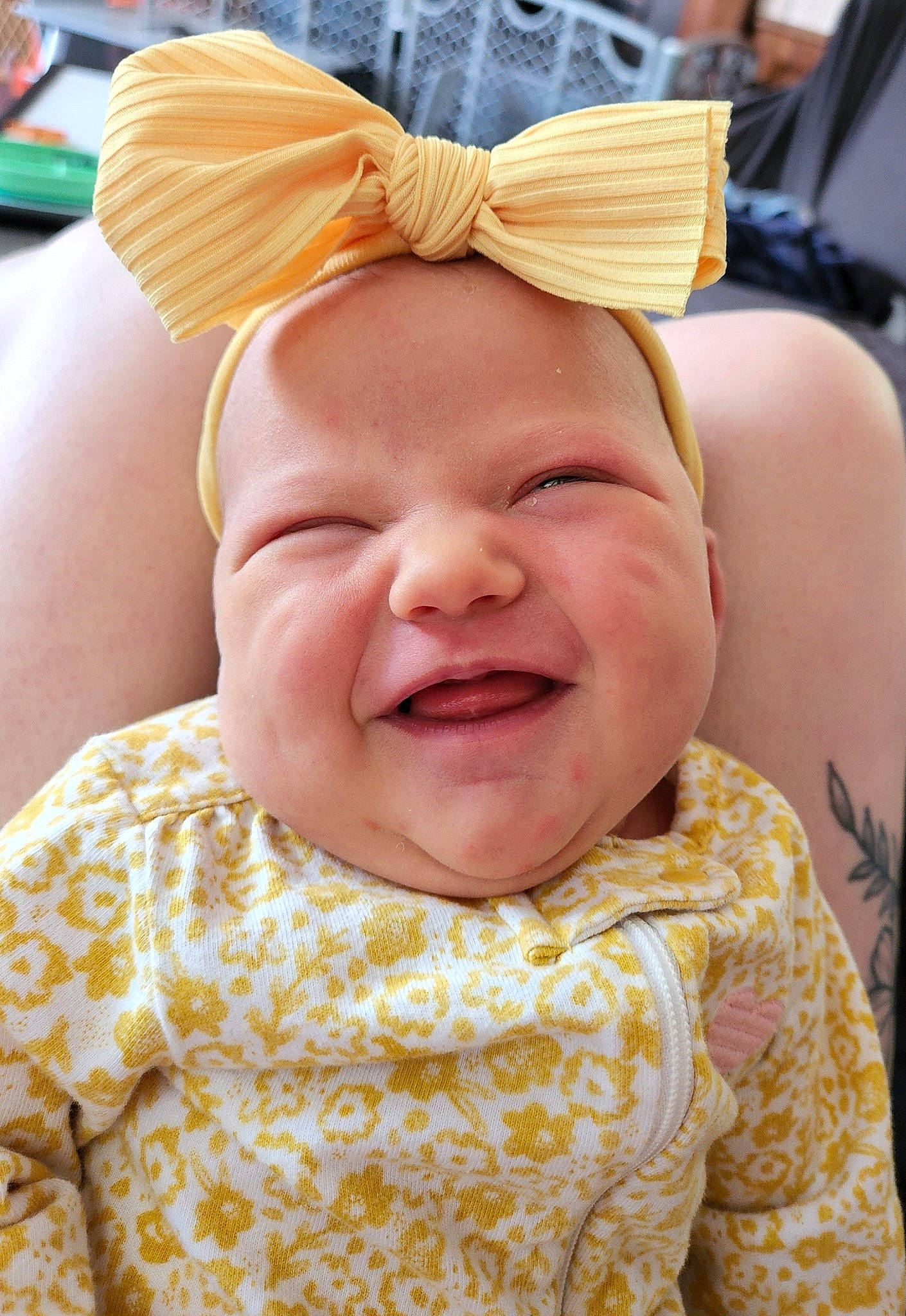 Faye joined the competition — help win amazing prizes! baby, baby_laughing, baby_toddler_clothing, cap, cheek, child, eye, eyelash, fun, happy, headwear, lip, mouth, nose, person, pink, plant, skin, smile, textile