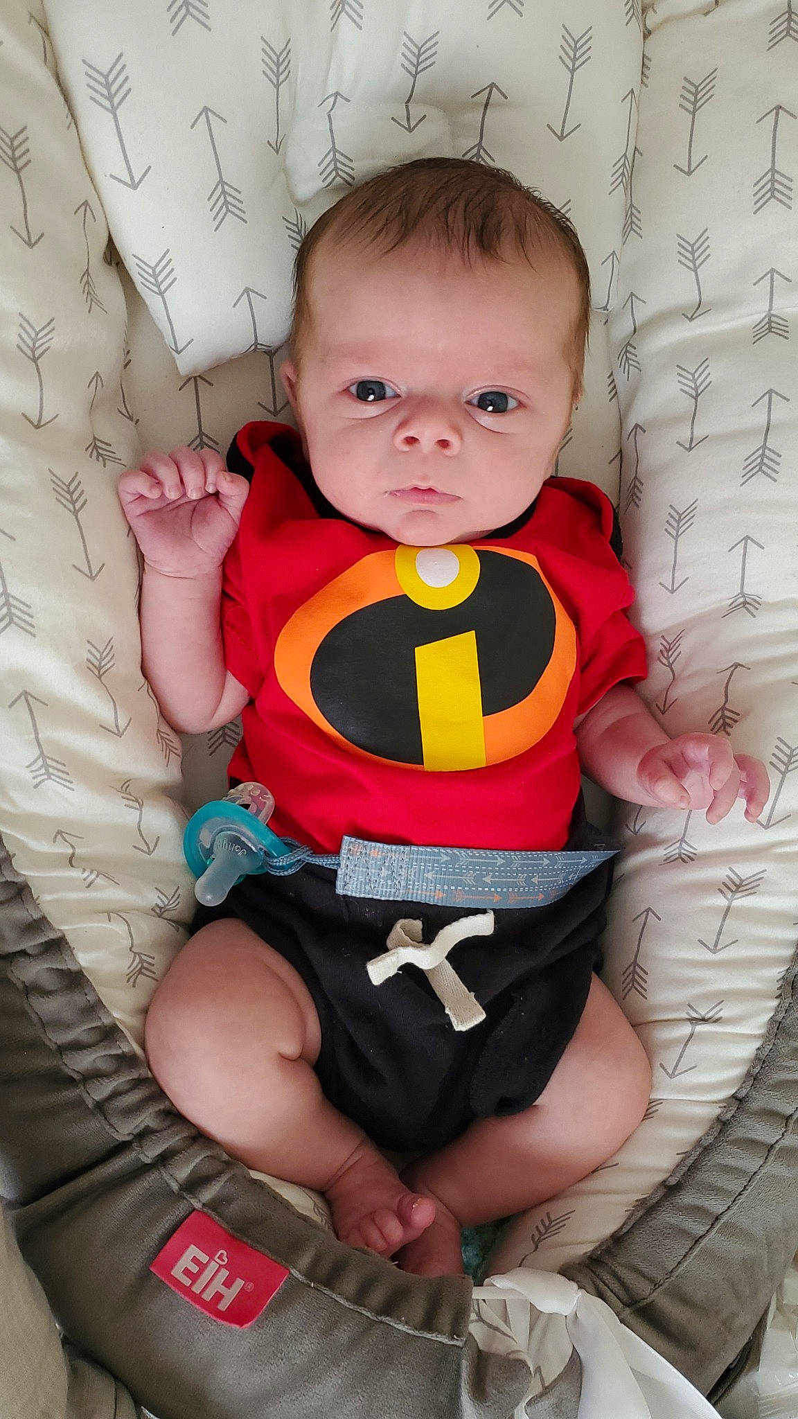 Bradley joined the competition — help win amazing prizes! baby, baby_toddler_clothing, cheek, child, comfort, eye, head, human_body, mouth, neck, outerwear, pattern, person, personal_protective_equipment, pink, skin, sleeve, t_shirt, textile, thigh