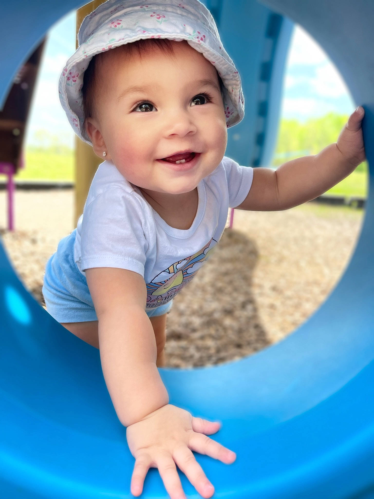 Camilla joined the competition — help win amazing prizes! aqua, azure, baby_toddler_clothing, blue, child, eye, face, facial_expression, green, happy, headwear, joy, leisure, light, organ, person, photograph, product, skin, smile