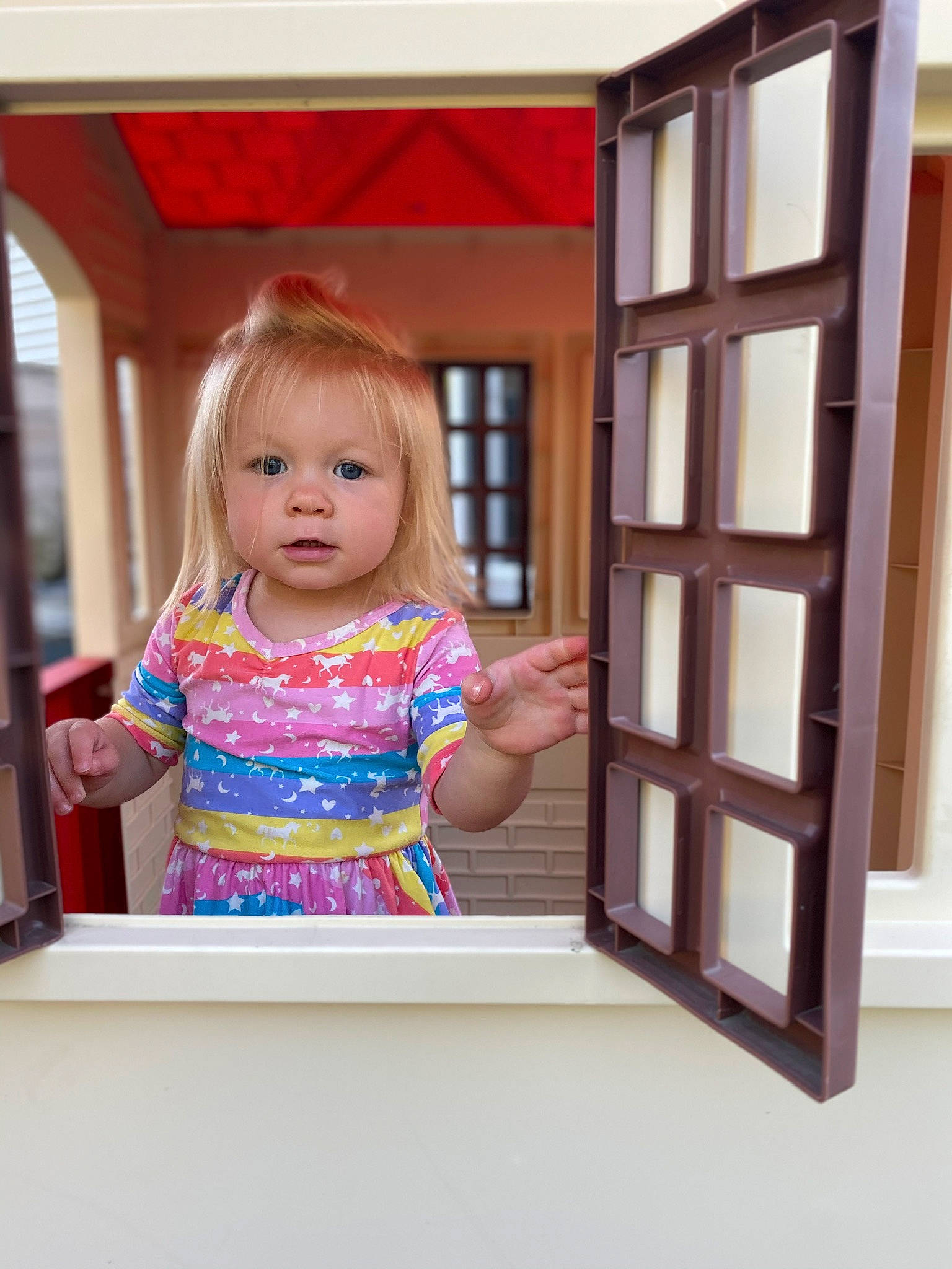Brexley is registered to the contest to win money with this photo: child, cupboard, door, furniture, house, person, picture_frame, play, room, smile, toddler, window