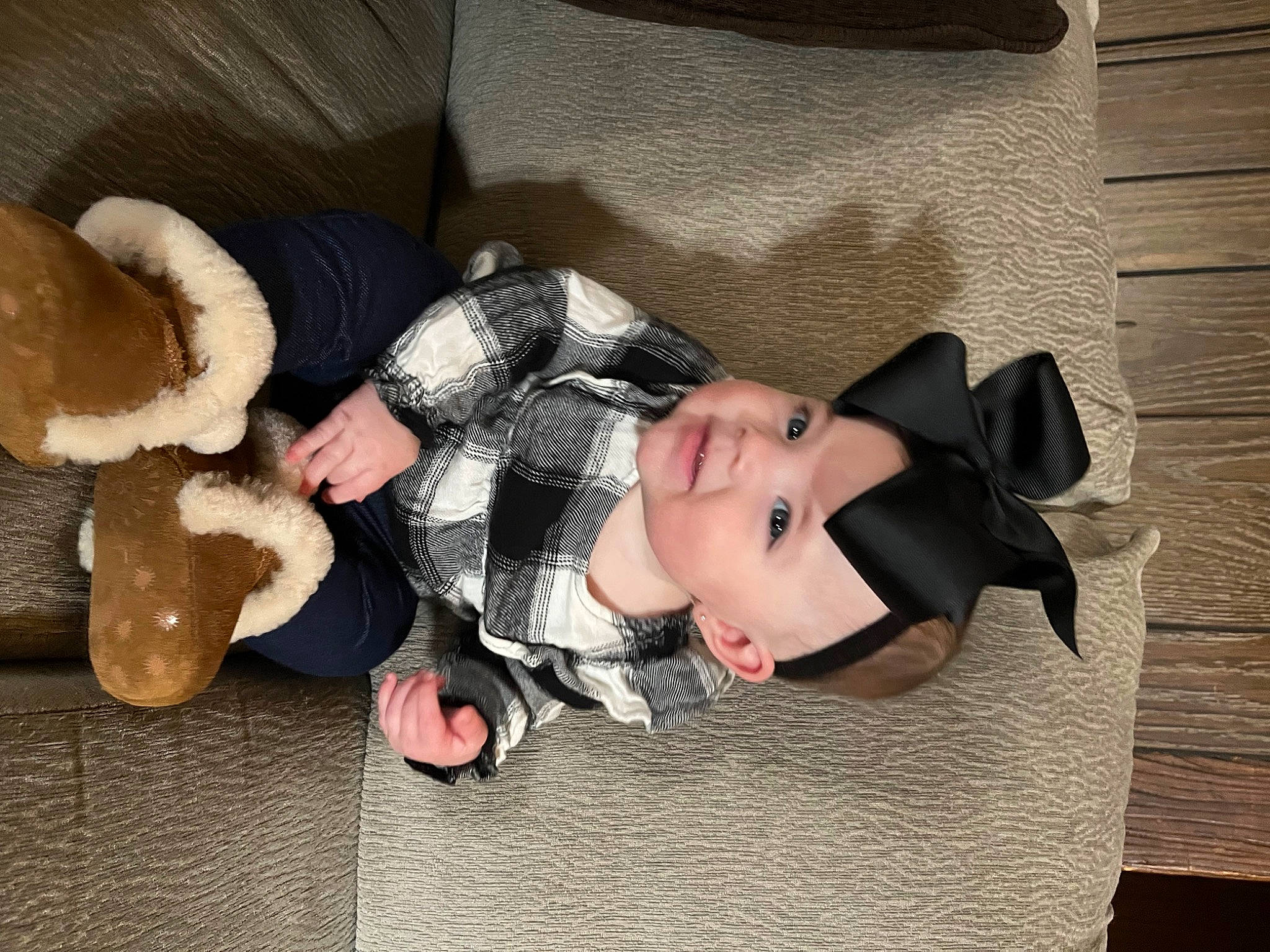 Myla joined the competition — help win amazing prizes! baby_toddler_clothing, carmine, child, comfort, costume, eye, flooring, fun, fur, hat, head, headgear, headwear, human_body, lap, person, room, sitting, stuffed_toy, toy