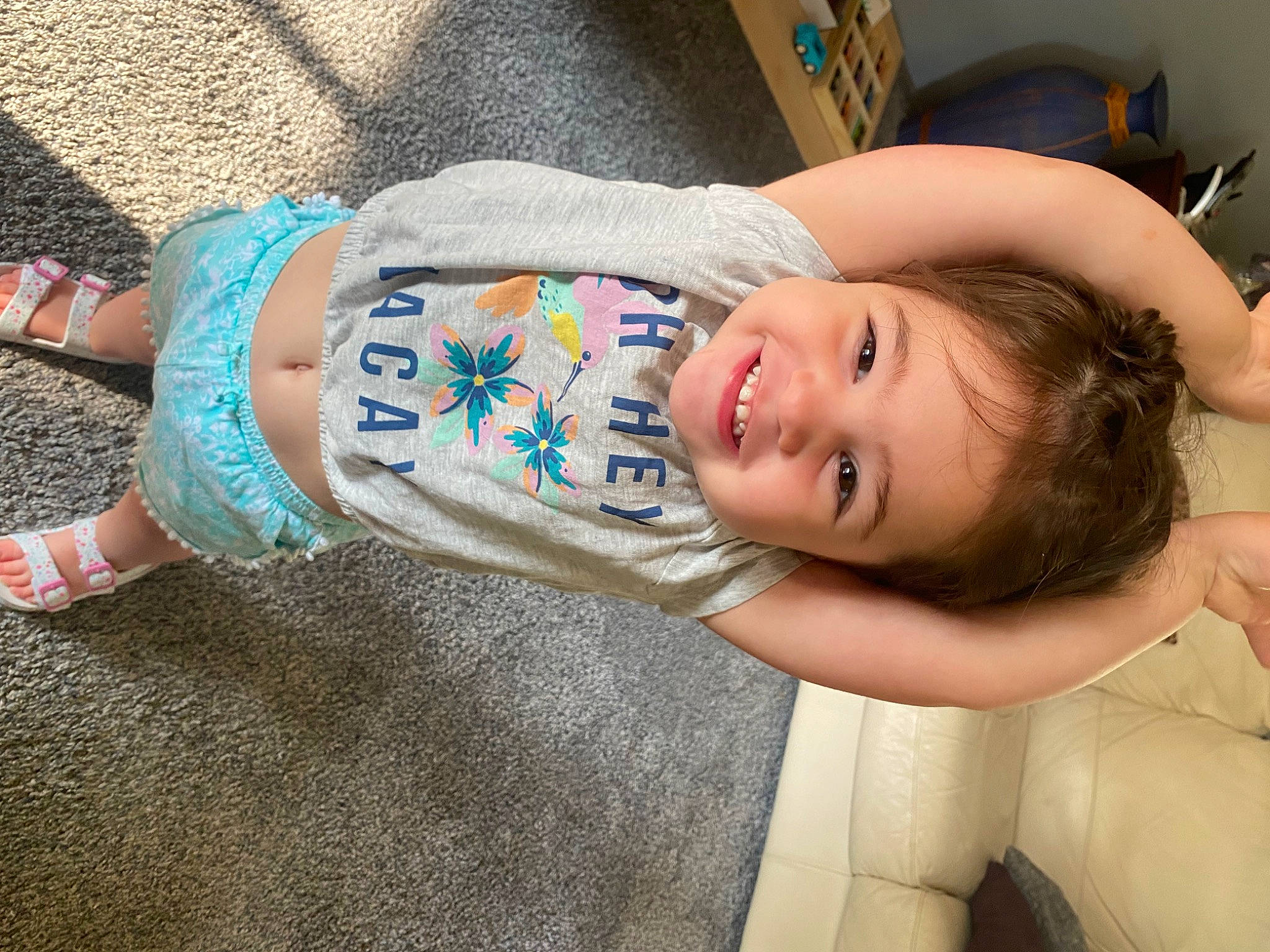 Emilia joined the competition — help win amazing prizes! baby, baby_products, baby_toddler_clothing, child, electric_blue, eye, fashion_accessory, flash_photography, flooring, fun, grass, happy, hat, iris, joy, pattern, person, sitting, skin, smile