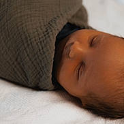 Christopher is registered to the contest to win money with this photo: baby, newborn, sleeping, swaddle, blanket, closeup, portrait, peaceful, infant, head, face, eyelashes, hair, cozy, bedding, soft_texture, wrapped, nap, indoor, calm