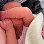 Gracie-Leigh joined the competition — help win amazing prizes! baby, arm, blanket, clothing, closeup, comfort, cuddly, fabric, hand, infant, knitwear, laying_down, pink, resting, skin, snuggle, soft, toddler, wrapped, young_child