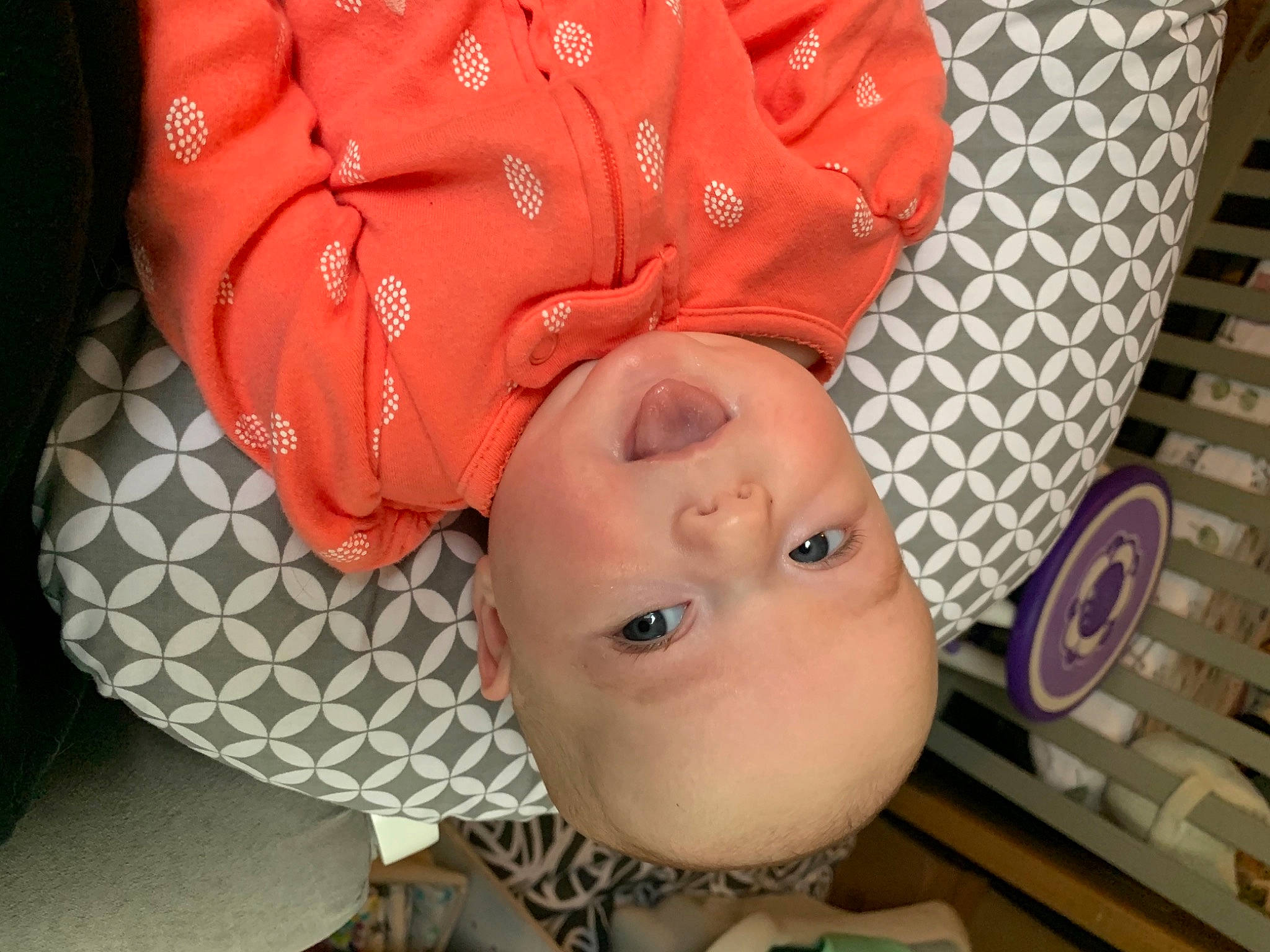 Alyson joined the competition — help win amazing prizes! baby, baby_toddler_clothing, cheek, child, comfort, eyebrow, eyelash, flooring, fun, happy, lip, mouth, nose, pattern, person, room, skin, sleeve, smile, toddler