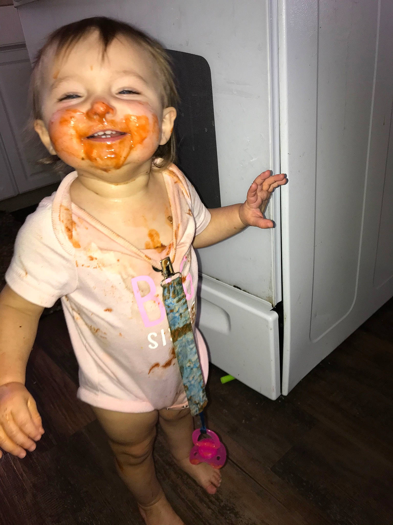 Zoey is registered to the contest to win money with this photo: baby, cheek, child, fun, joy, person, play, skin, smile, standing, toddler