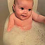 baby, bath, bubbles, foam, water, child, skin, cute, happy, smile, head, arm, tub, clean, relaxation, infant, indoors, playful, young, portrait