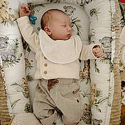 Noé participe au concours pour gagner de l'argent avec cette photo : baby, sleeping, infant, cozy, blanket, baby_nest, animal_print, clothing, bib, socks, soft_toys, peaceful, indoors, cute, resting, portrait, newborn, comfortable, nursery, child