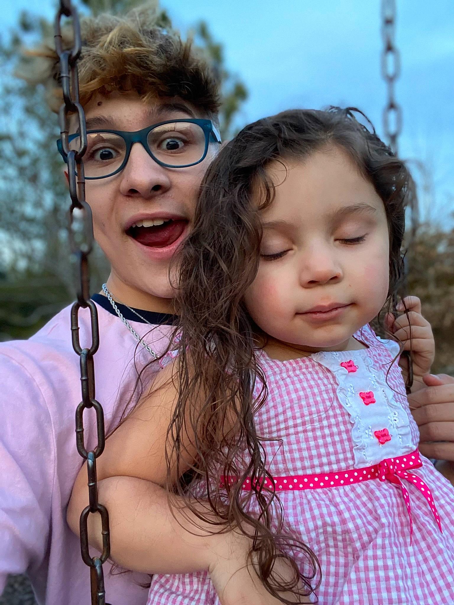 Felicity joined the competition — help win amazing prizes! eye, eyewear, face, fun, gesture, glasses, hair, hairstyle, happy, head, human, leisure, lip, organ, person, shoulder, skin, sky, smile, summer