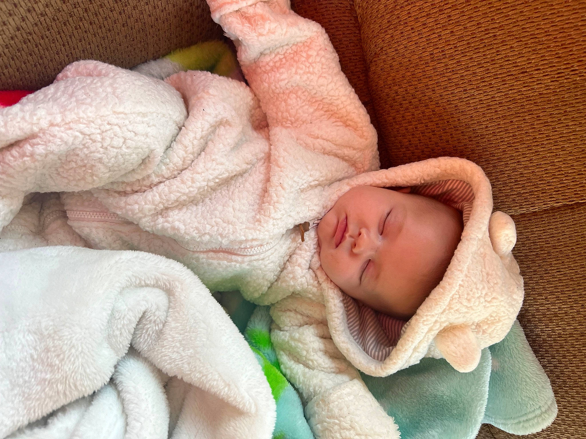 Norah joined the competition — help win amazing prizes! baby, baby_products, baby_sleeping, baby_toddler_clothing, cheek, child, comfort, gesture, hand, headwear, linens, nail, person, skin, sleep, thumb, toddler, wool, wrinkle