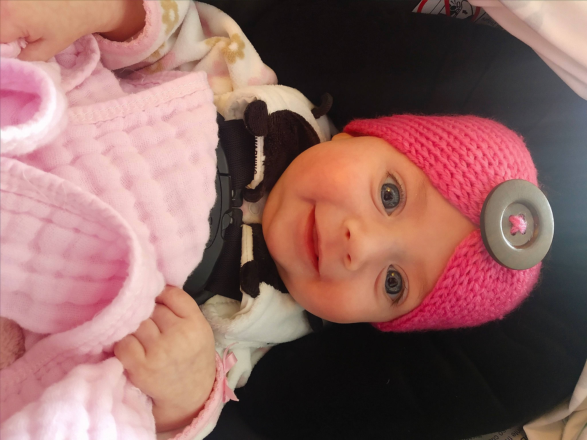 Harper joined the competition — help win amazing prizes! arm, baby, baby_toddler_clothing, beauty, cheek, child, eye, eyelash, head, headgear, headwear, iris, lip, nose, organ, person, pink, plant, product, skin