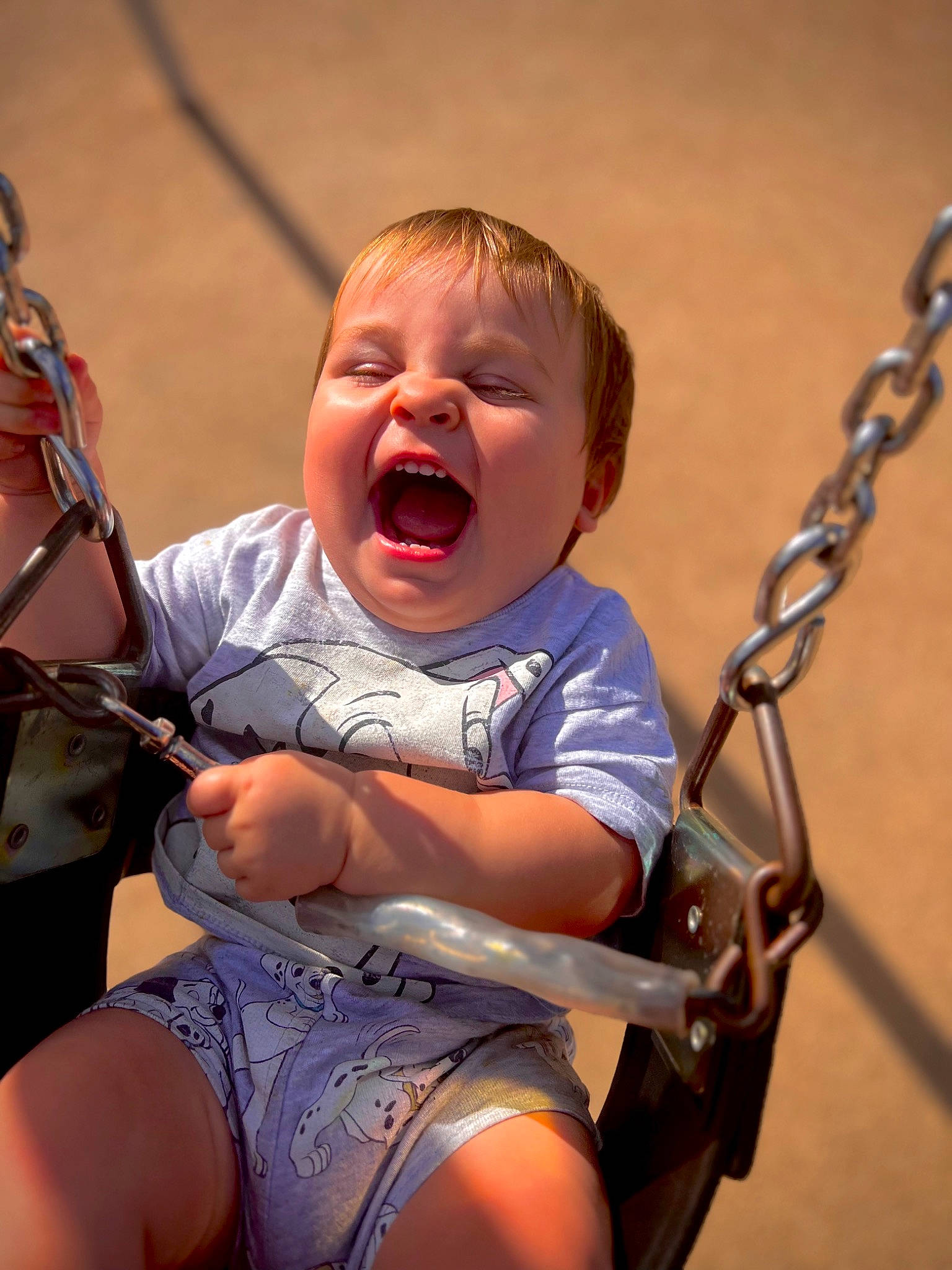 Noah is registered to the contest to win money with this photo: arm, beauty, child, chin, eye, face, facial_expression, fun, hair, hand, happy, head, human_body, leisure, outdoor_play_equipment, person, recreation, skin, swing, thigh