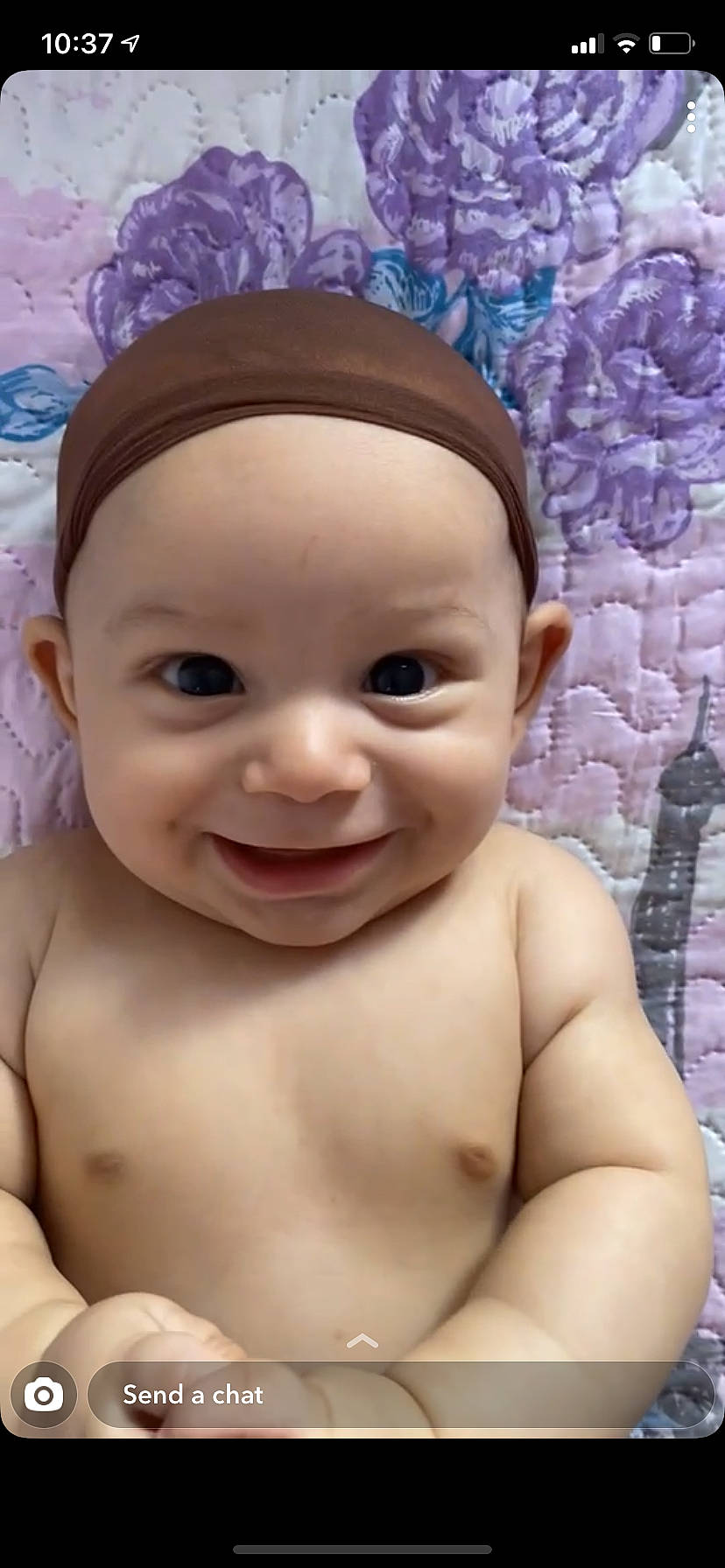 Mason is registered to the contest to win money with this photo: baby, blue, cheek, chin, eye, eyebrow, eyelash, face, facial_expression, forehead, hairstyle, happy, head, headwear, iris, joy, lip, mouth, nose, person