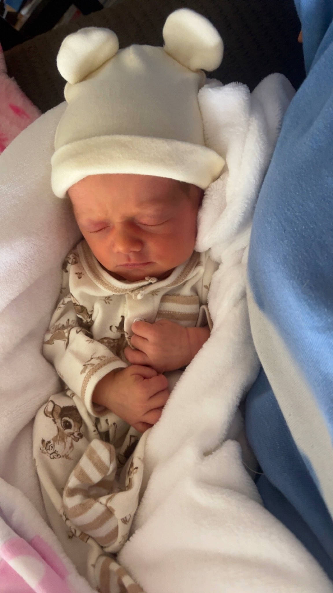 Lorelai joined the competition — help win amazing prizes! baby, baby_products, baby_safety, baby_sleeping, baby_toddler_clothing, cheek, child, comfort, eye, eyebrow, finger, gesture, head, headwear, linens, mouth, person, skin, sleeve, textile