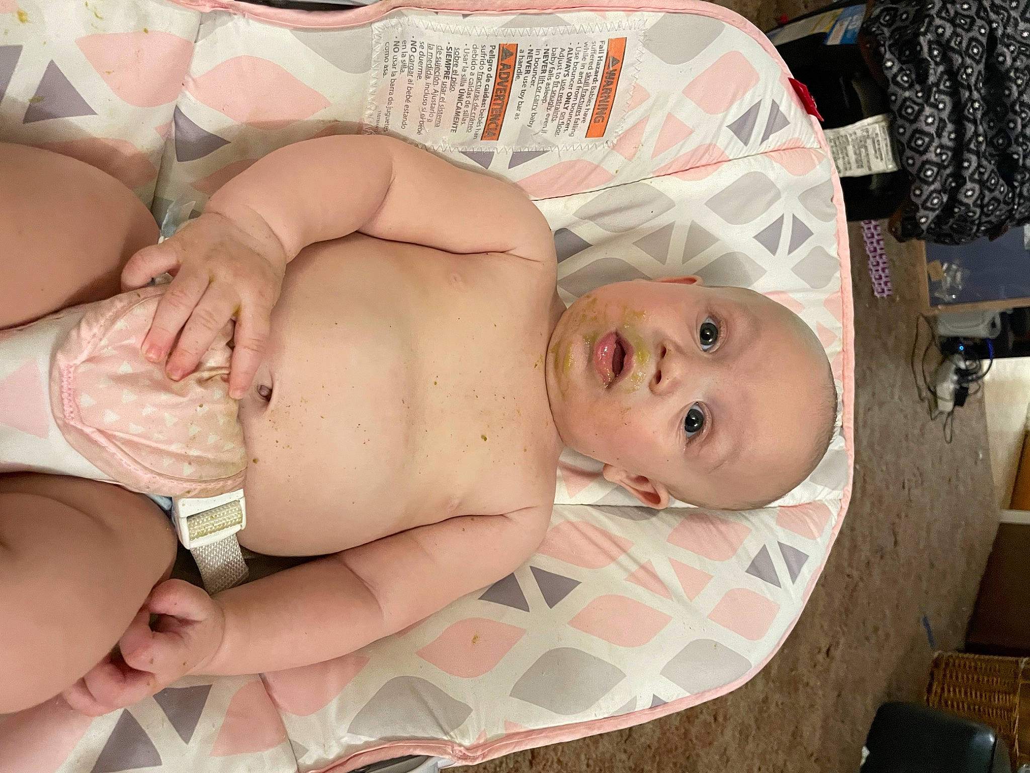 Quinton joined the competition — help win amazing prizes! abdomen, arm, baby, chest, child, comfort, diaper, eye, hand, hat, human_body, human_leg, leg, mouth, person, skin, stomach, surprise, thigh, toddler