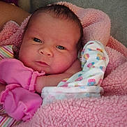 Brooklynn joined the competition — help win amazing prizes! baby, blanket, child, cozy, cute, cute_baby, face, head, infant, mittens, newborn, newborn_clothing, person, pink, portrait, resting, skin, sleepwear, soft, wrapped