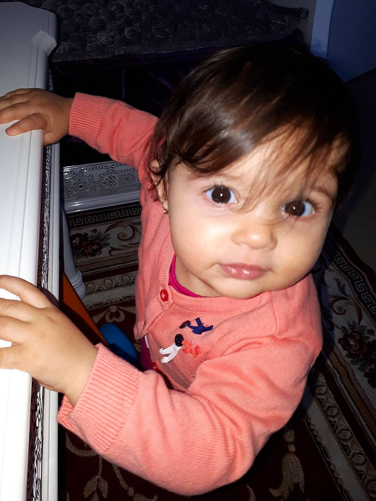 Dania a rejoint le concours — aidez-le/la à gagner de superbes lots ! baby, baby_toddler_clothing, bangs, brown_hair, cheek, child, cool, curious, eyelash, finger, hairstyle, hand, iris, kitchen_appliance, lip, nail, organ, person, thumb, toddler