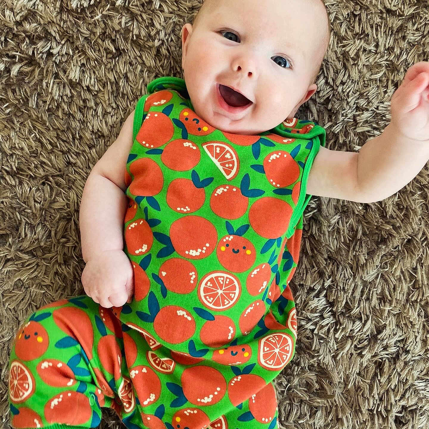 Jackie is registered to the contest to win money with this photo: baby, babylaughing, clothing, face, happy, head, pajamas, person, photography, portrait, yawning