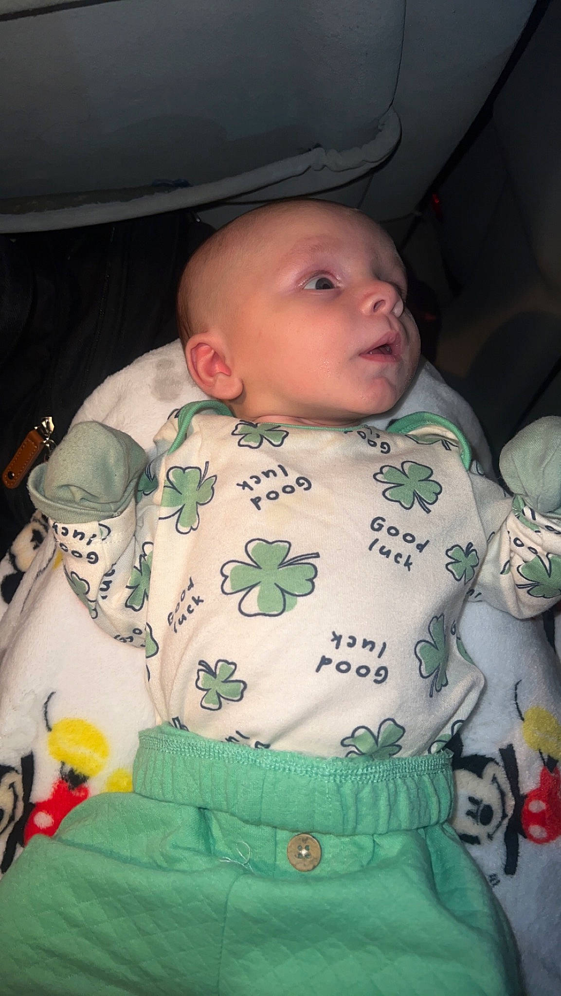 Owen joined the competition — help win amazing prizes! baby, baby_products, baby_safety, baby_toddler_clothing, car_seat, cheek, child, comfort, facial_expression, finger, infant_bodysuit, linens, mouth, pattern, person, room, sitting, skin, sleeve, t_shirt