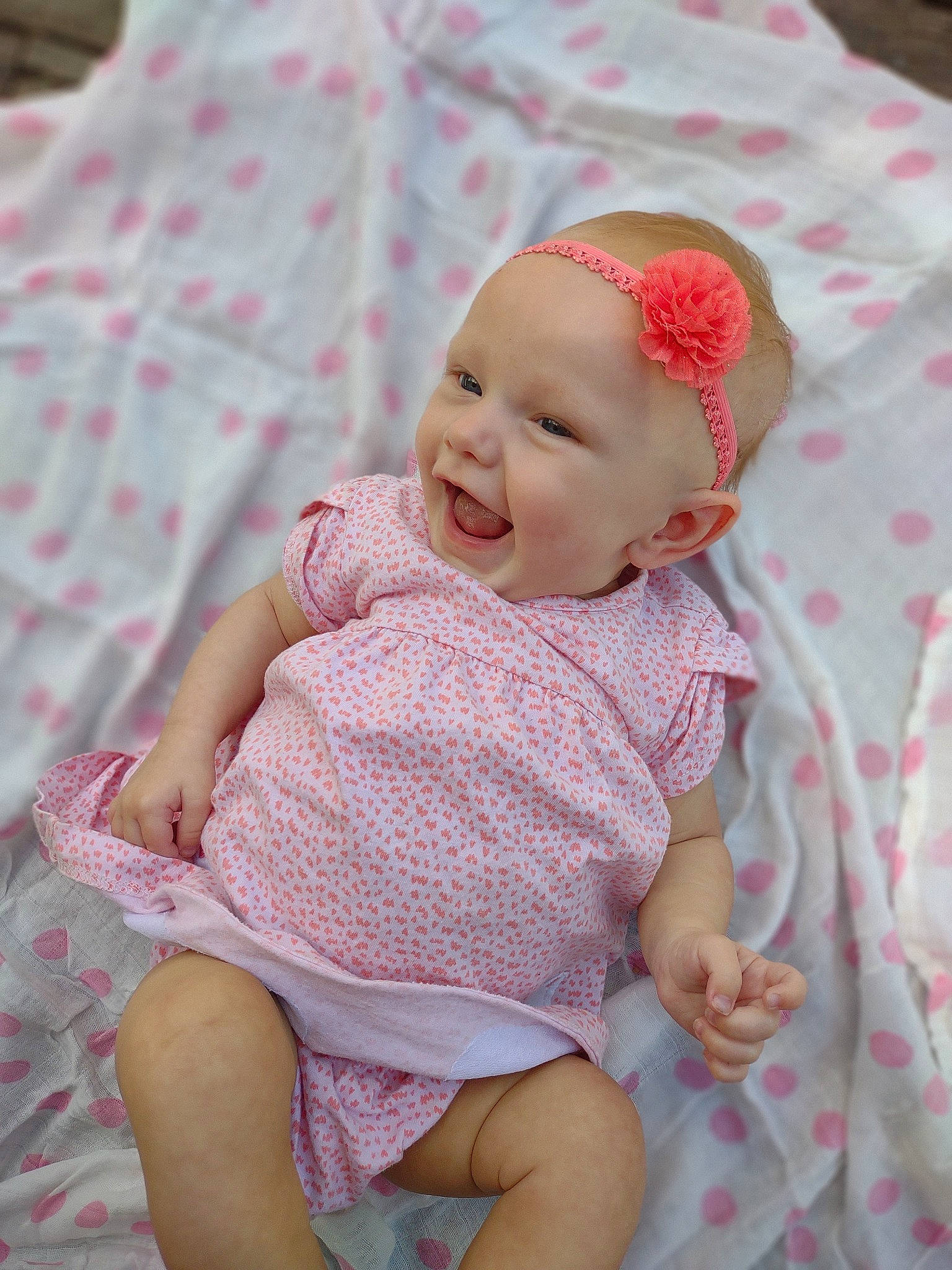 Amelia Christine joined the competition — help win amazing prizes! baby, baby_toddler_clothing, beauty, cap, cheek, child, comfort, happy, hat, headwear, linens, lip, pattern, person, pink, product, skin, sleeve, smile, textile