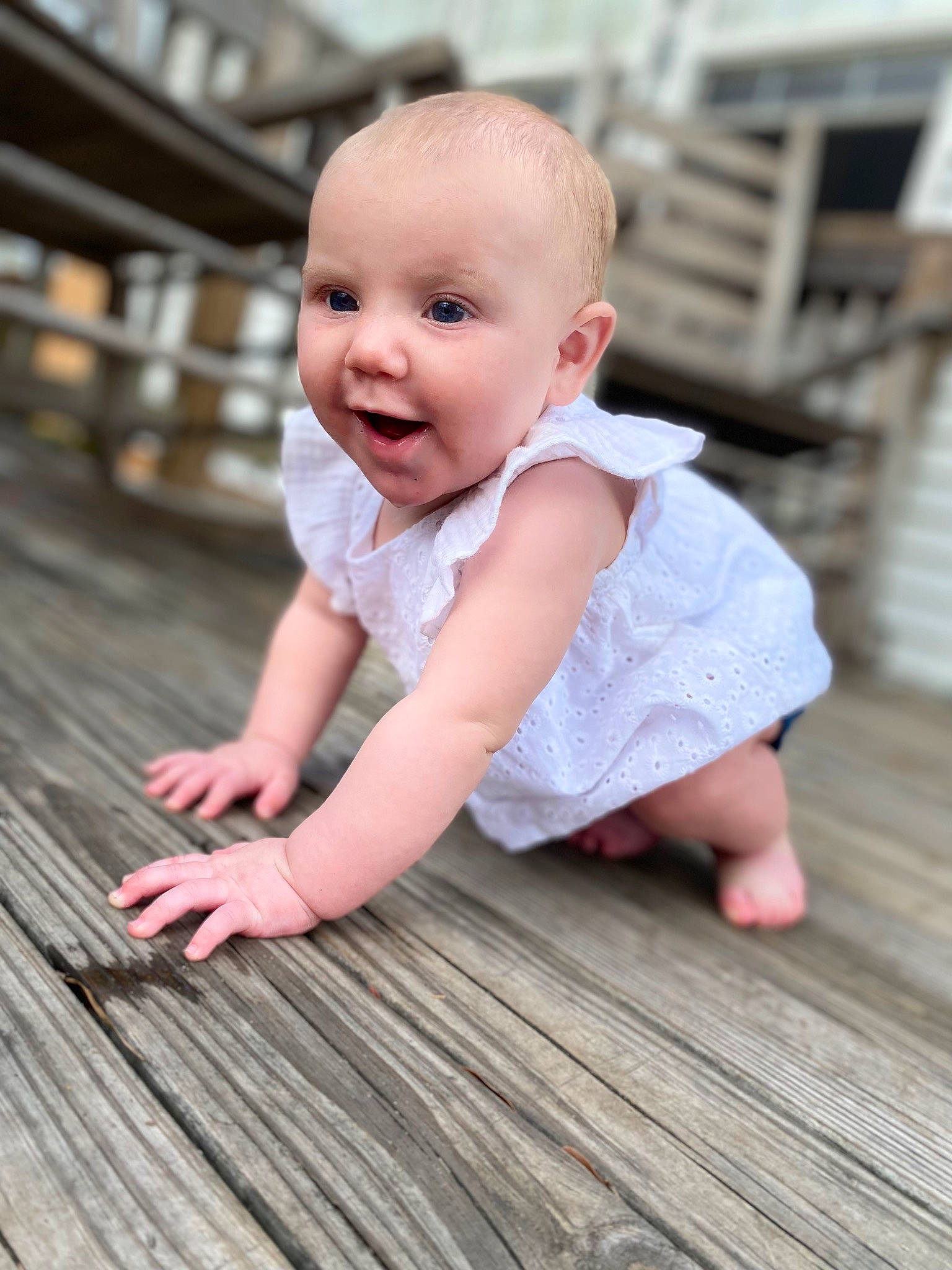 Hannah joined the competition — help win amazing prizes! baby, baby_toddler_clothing, cheek, child, facial_expression, finger, flash_photography, floor, flooring, fun, happy, hardwood, mammal, person, pink, product, skin, sleeve, smile, toddler