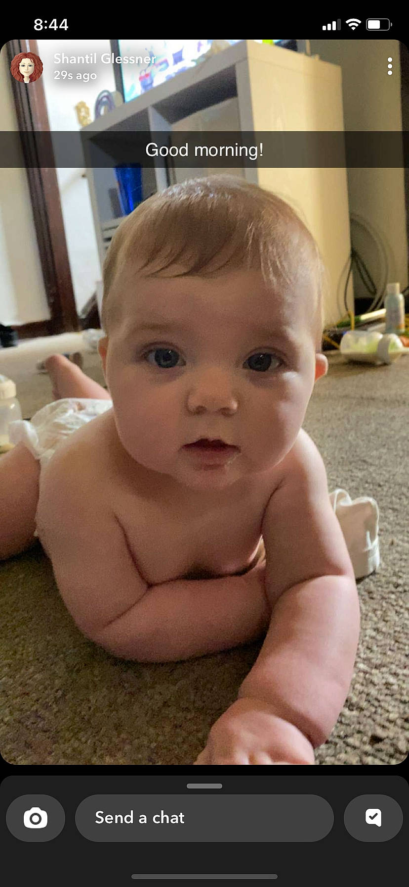 Fryea is registered to the contest to win money with this photo: baby, cheek, chest, ear, eye, eyebrow, eyelash, face, finger, flooring, hairstyle, iris, lip, mouth, nose, person, skin, smile, thumb, toddler