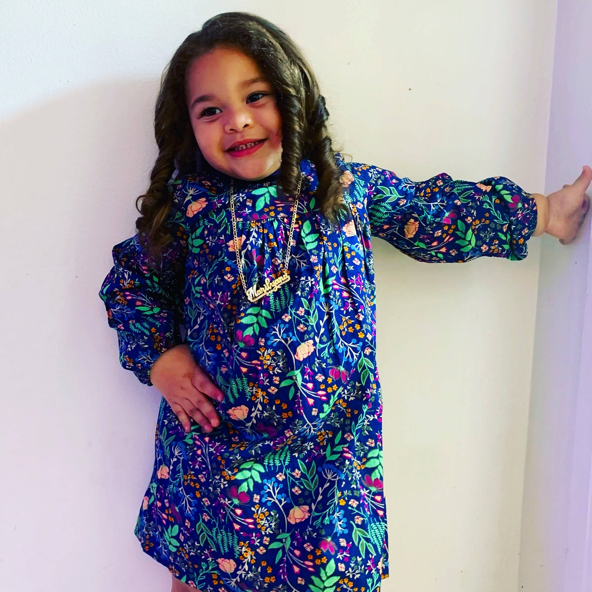 Jaylianie joined the competition — help win amazing prizes! azure, collar, day_dress, dress, finger, gesture, hair, happy, head, joint, joy, neck, one_piece_garment, person, purple, shoulder, sleeve, smile, standing, textile