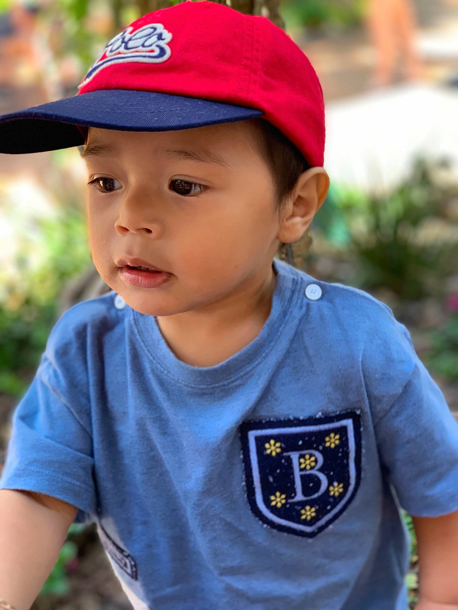 Alonzo joined the competition — help win amazing prizes! active_shirt, baby_toddler_clothing, baseball_cap, bonnet, cap, cool, cricket_cap, headgear, headwear, lip, person, red, sleeve, t_shirt, toddler
