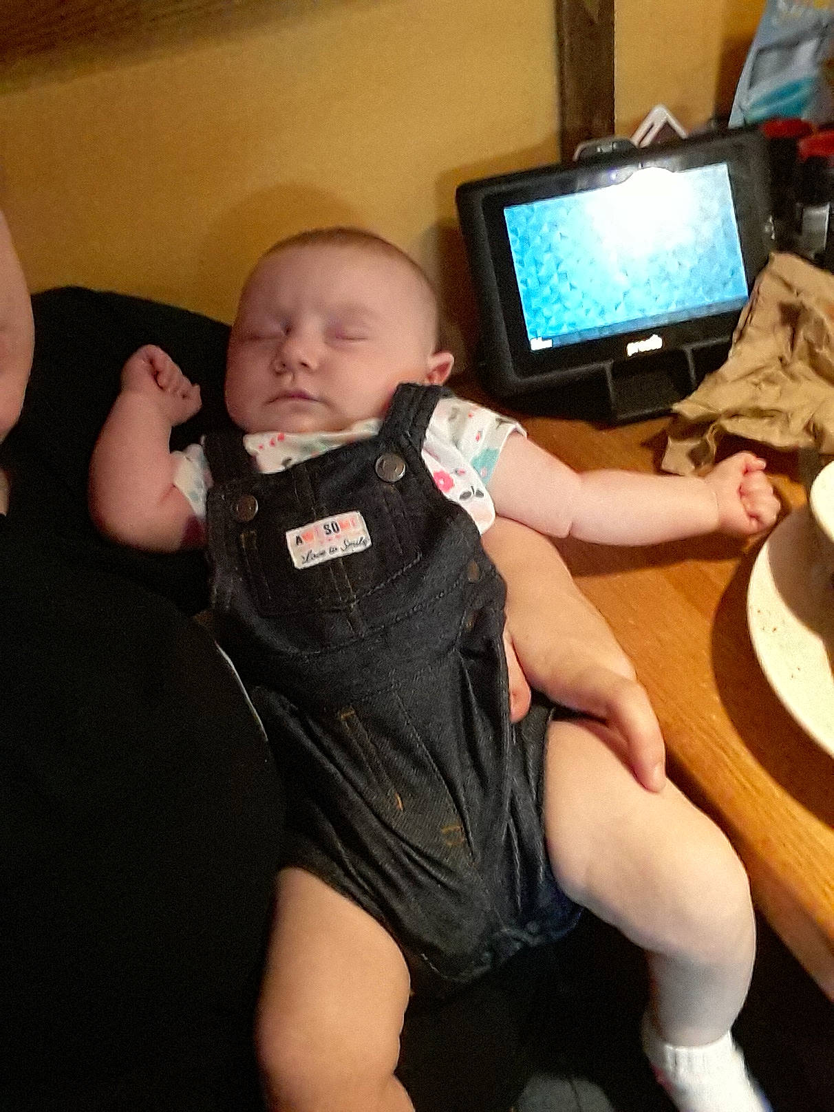 Delylah joined the competition — help win amazing prizes! arm, baby, child, electronic_device, finger, fun, gadget, hip, joint, lap, leg, person, technology, thigh, thumb, toddler