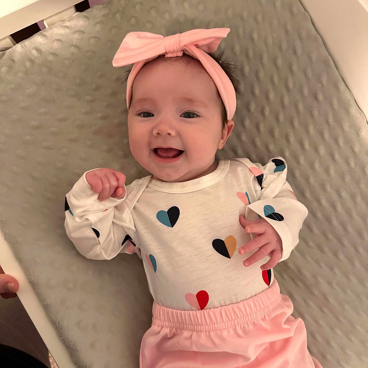 Kambria joined the competition — help win amazing prizes! accessories, baby, bed, clothing, crib, dress, face, furniture, happy, hat, head, indoors, infantbed, jewelry, necklace, newborn, pants, person, photography, portrait