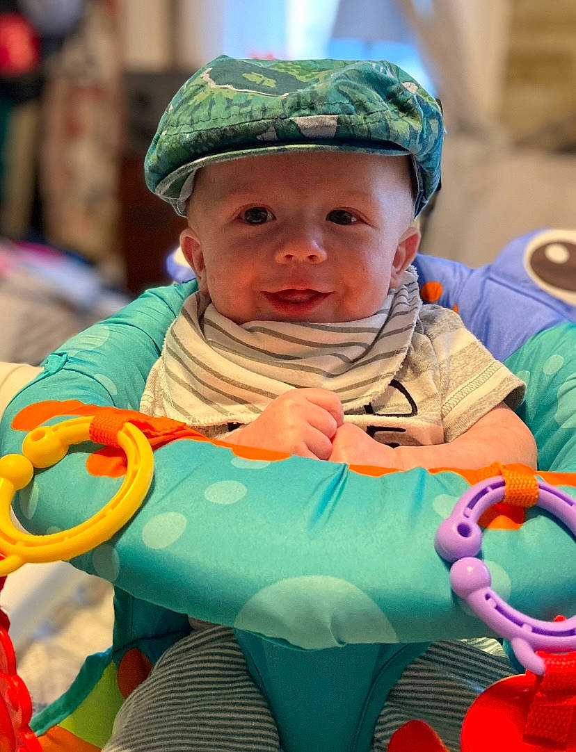 Barrett joined the competition — help win amazing prizes! baby, baby_products, baby_toddler_clothing, cap, child, event, facial_expression, fun, grass, green, happy, headgear, headwear, human, leisure, military_camouflage, military_person, people_in_nature, person, personal_protective_equipment