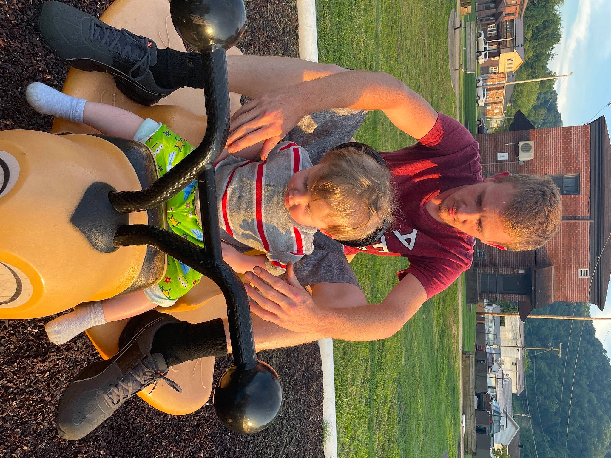 Donald joined the competition — help win amazing prizes! auto_part, automotive_wheel_system, bicycle_handlebar, child, eyewear, fun, grass, green, happy, leisure, light, person, personal_protective_equipment, play, recreation, shoe, shorts, sneakers, tire, toddler